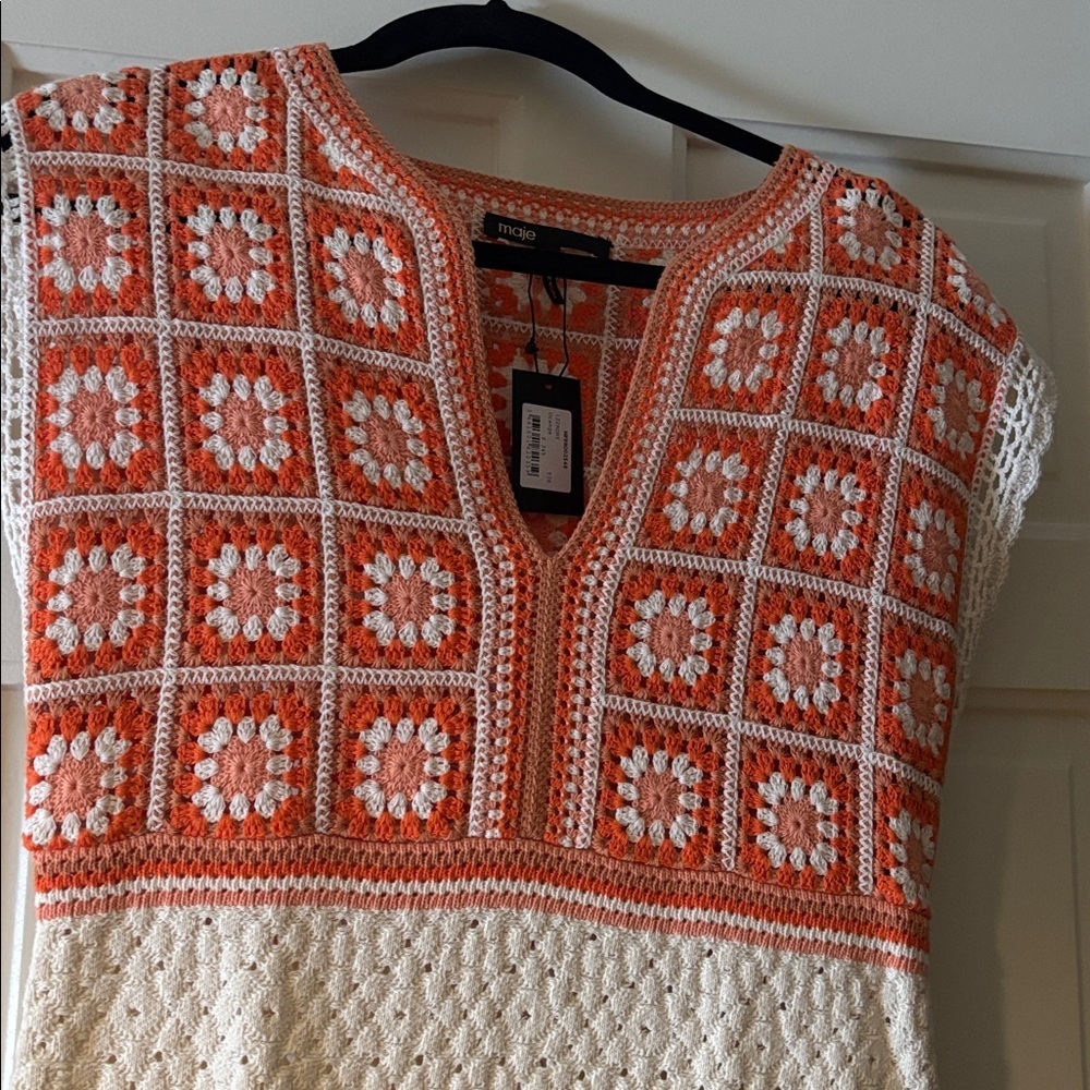 MAJE Roby Floral Crochet Minidress In Jaunes / Oranges-BNWT - Picture 7 of 11